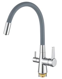 Смеситель для кухни Shevanik S668 с подключением фильтра серый/хром